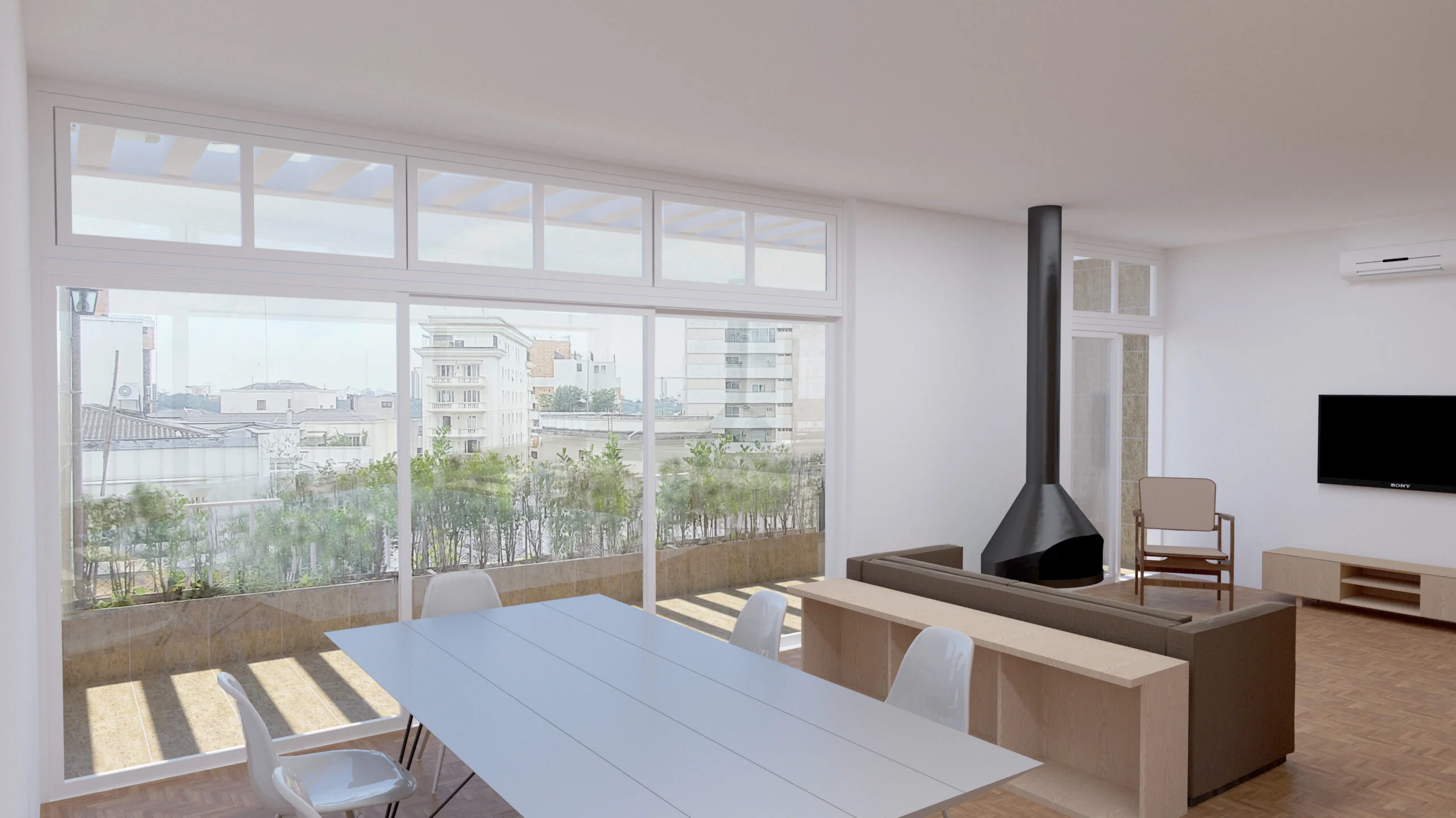 Área de estar ensolarada do Apartamento 11