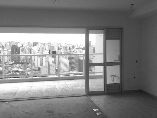 Estar e cozinha integrada do Apartamento 248 (antes)