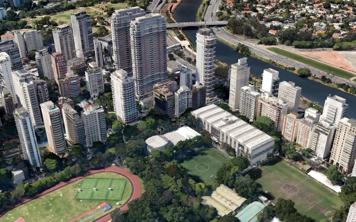 Foto aérea do prédio existente do Centro Cultural do ECP