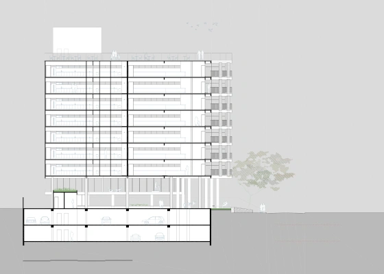 Corte transversal do Edifício Residencial em Curitiba
